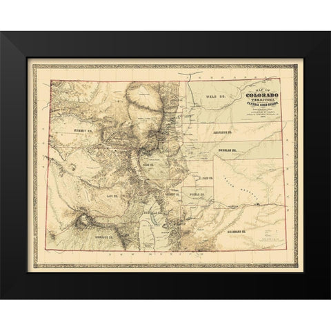 Colorado Territory, Gold Region - Monk  1862 Black Modern Wood Framed Art Print by Monk