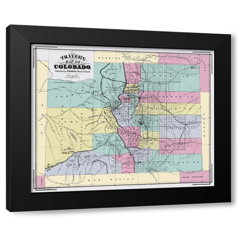 Colorado Territory - Richards 1873 Black Modern Wood Framed Art Print by Richards