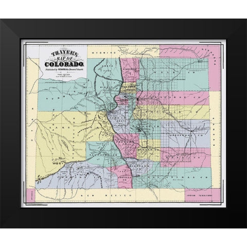 Colorado Territory - Richards 1873 Black Modern Wood Framed Art Print by Richards