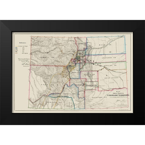 Colorado - USGLO 1866 Black Modern Wood Framed Art Print by USGLO