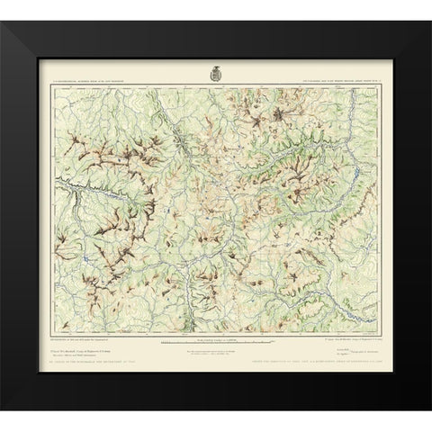 Colorado Southwest Colorado Sheet - US Army 1877 Black Modern Wood Framed Art Print by US Army