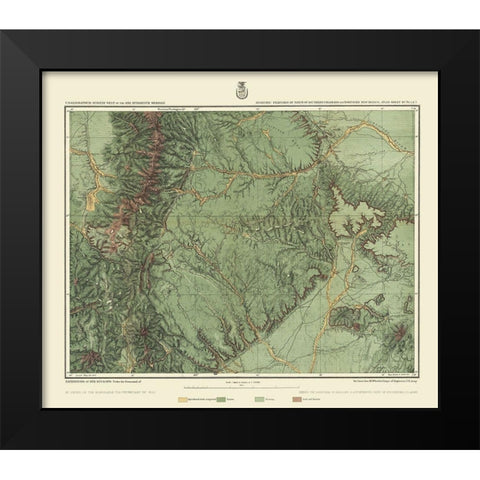 Colorado New Mexico Economic Sheet - US Army 1876 Black Modern Wood Framed Art Print by US Army