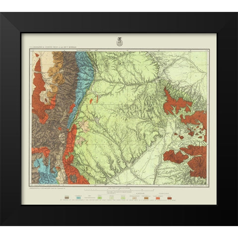 Colorado New Mexico Land Classification Sheet Black Modern Wood Framed Art Print by US Army