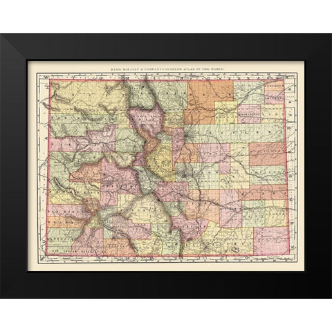 Colorado - Rand McNally 1897 Black Modern Wood Framed Art Print by Rand McNally