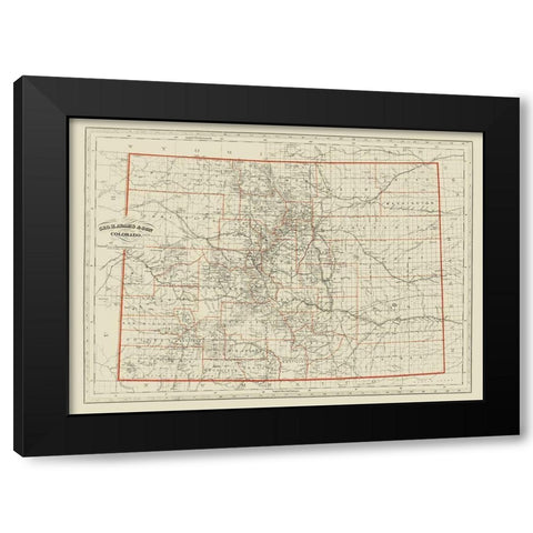 Colorado - Adams 1887 Black Modern Wood Framed Art Print by Adams