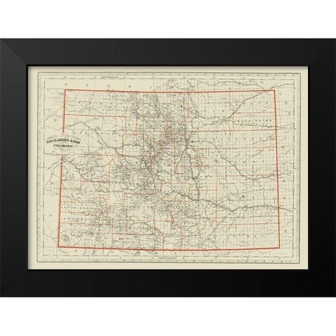 Colorado - Adams 1887 Black Modern Wood Framed Art Print by Adams