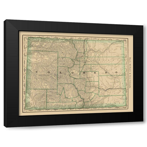 Colorado - Rand McNally 1879 Black Modern Wood Framed Art Print by Rand McNally