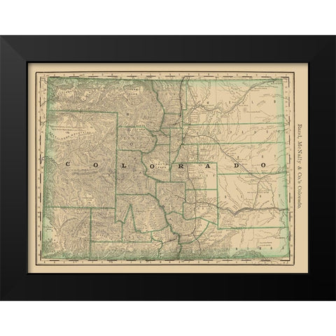 Colorado - Rand McNally 1879 Black Modern Wood Framed Art Print by Rand McNally