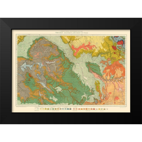 Western Colorado Utah Economic - USGS 1881 Black Modern Wood Framed Art Print by USGS