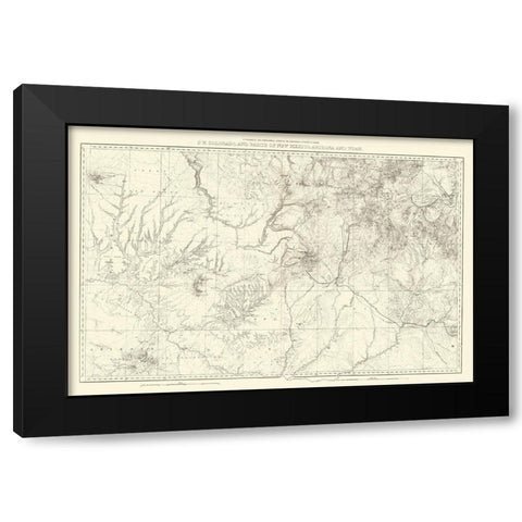 Southwest Colorado New Mexico - USGS 1881 Black Modern Wood Framed Art Print with Double Matting by USGS