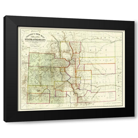 Colorado - Thayer 1880 Black Modern Wood Framed Art Print with Double Matting by Thayer
