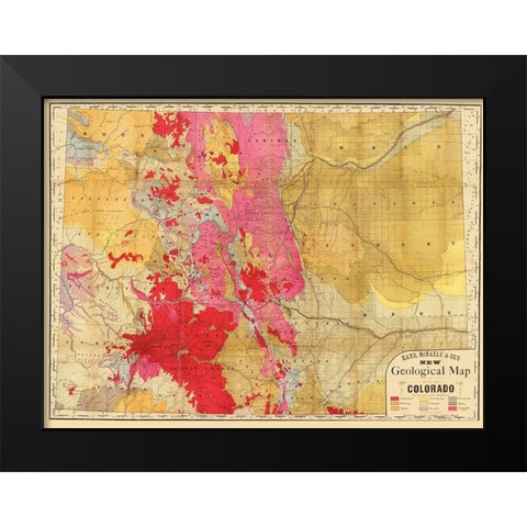 Colorado Geology - Rand McNally 1879 Black Modern Wood Framed Art Print by Rand McNally