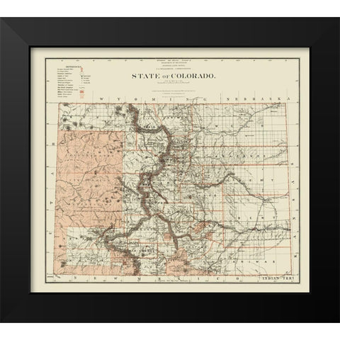 Colorado - Williamson 1879 Black Modern Wood Framed Art Print by Williamson