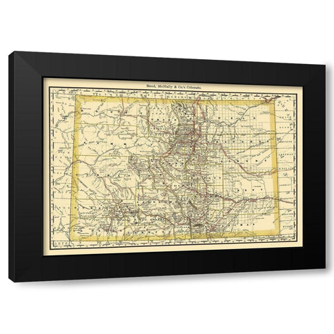 Colorado - Rand McNally 1879 Black Modern Wood Framed Art Print by Rand McNally