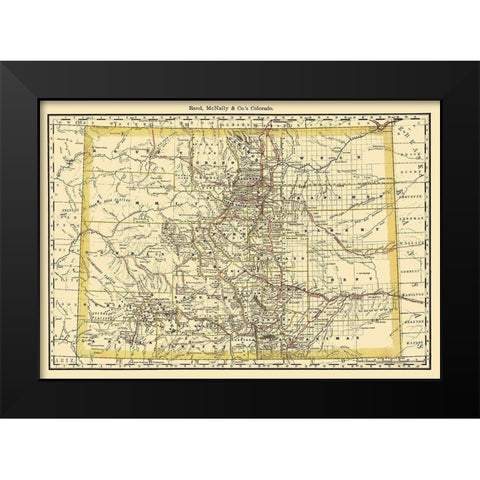 Colorado - Rand McNally 1879 Black Modern Wood Framed Art Print by Rand McNally