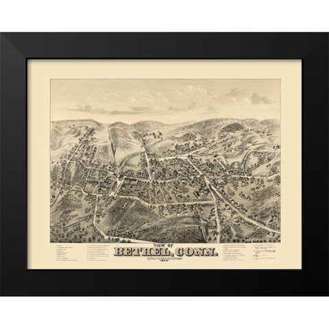 Bethel Connecticut - Bailey 1879  Black Modern Wood Framed Art Print by Bailey