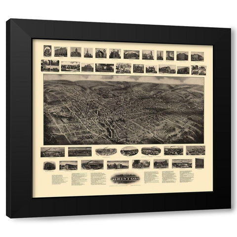 Bristol Connecticut - Bailey 1907 Black Modern Wood Framed Art Print with Double Matting by Bailey
