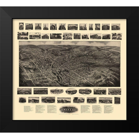 Bristol Connecticut - Bailey 1907 Black Modern Wood Framed Art Print by Bailey