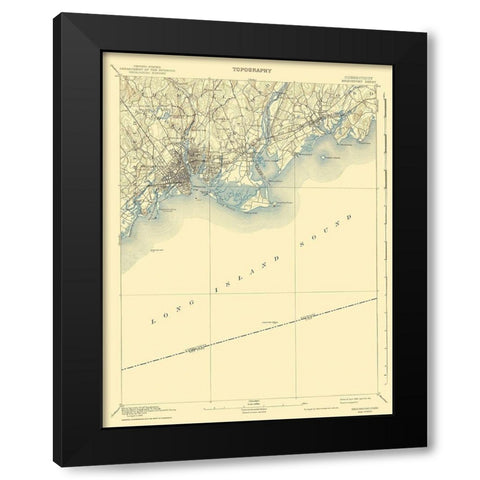 Bridgeport Connecticut Quad - USGS 1893 Black Modern Wood Framed Art Print by USGS