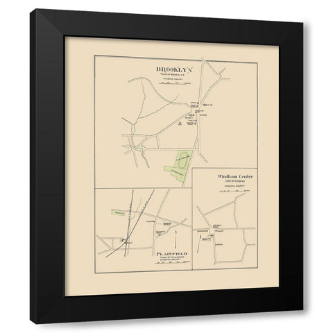 Brooklyn Connecticut - Hurd 1893 Black Modern Wood Framed Art Print by Hurd