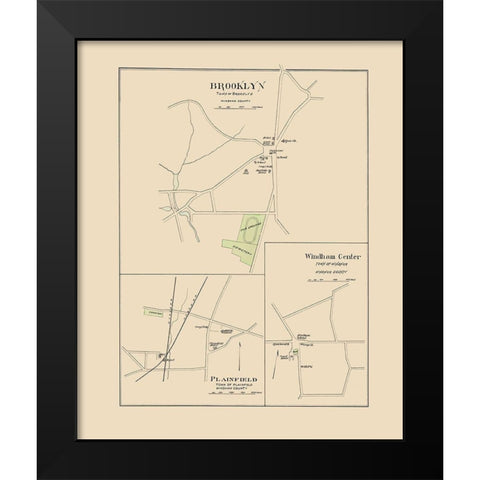 Brooklyn Connecticut - Hurd 1893 Black Modern Wood Framed Art Print by Hurd