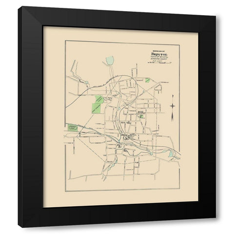 Bristol Connecticut - Hurd 1893 Black Modern Wood Framed Art Print by Hurd