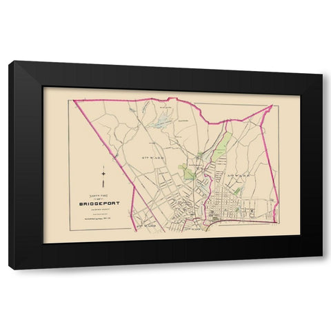 Bridgeport Connecticut North Part - Hurd 1893 Black Modern Wood Framed Art Print with Double Matting by Hurd