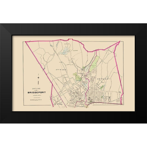 Bridgeport Connecticut North Part - Hurd 1893 Black Modern Wood Framed Art Print by Hurd