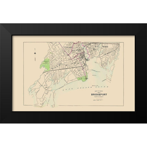Bridgeport Connecticut Sothth Part - Hurd 1893 Black Modern Wood Framed Art Print by Hurd