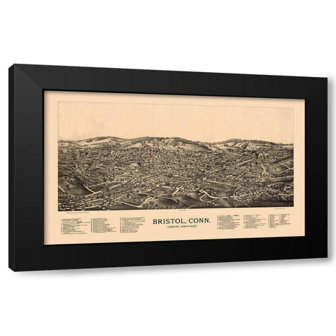 Bristol Connecticut - Norris 1889  Black Modern Wood Framed Art Print with Double Matting by Norris