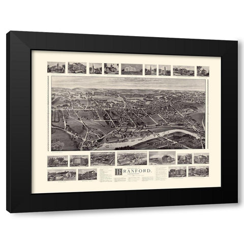 Branford Connecticut - Bailey 1905  Black Modern Wood Framed Art Print by Bailey