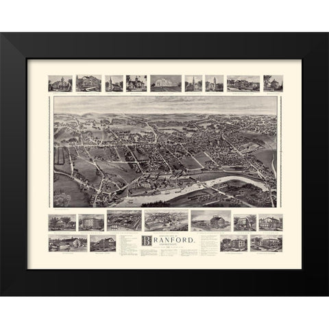 Branford Connecticut - Bailey 1905  Black Modern Wood Framed Art Print by Bailey