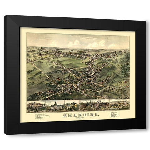 Cheshire Connecticut - Bailey 1882  Black Modern Wood Framed Art Print by Bailey