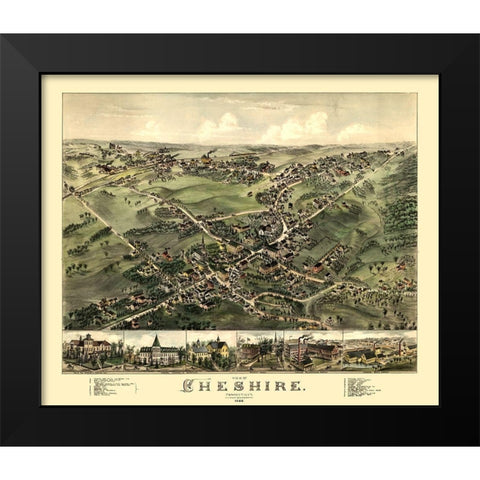 Cheshire Connecticut - Bailey 1882  Black Modern Wood Framed Art Print by Bailey