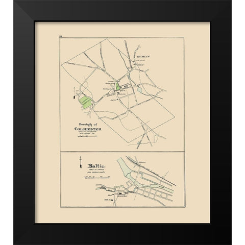 Colchester, Baltic Connecticut - Hurd 1893 Black Modern Wood Framed Art Print by Hurd