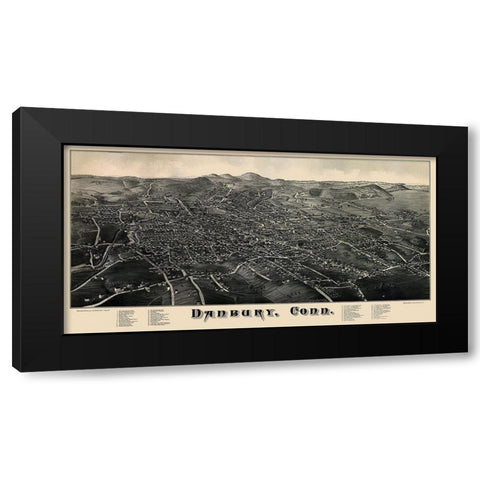 Danbury Connecticut - Burleigh 1884 Black Modern Wood Framed Art Print with Double Matting by Burleigh