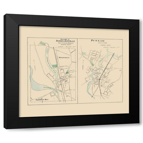 Danielsonville Connecticut - Hurd 1893 Black Modern Wood Framed Art Print by Hurd