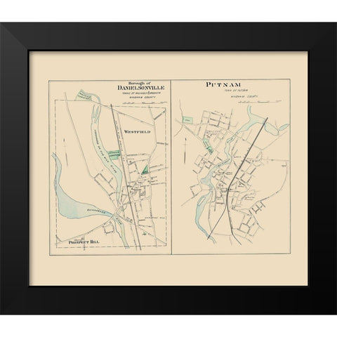 Danielsonville Connecticut - Hurd 1893 Black Modern Wood Framed Art Print by Hurd