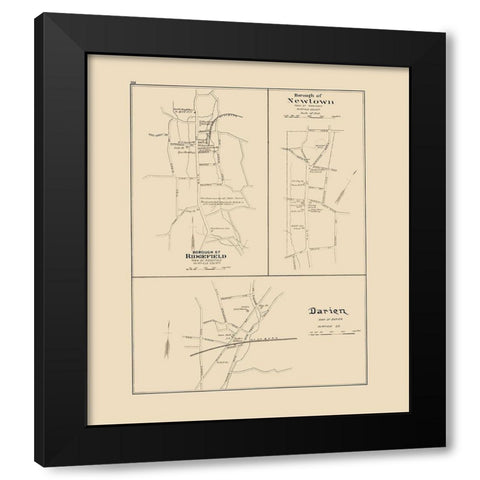 Darien, Newtown, Ridgefield Connecticut - Hurd Black Modern Wood Framed Art Print with Double Matting by Hurd