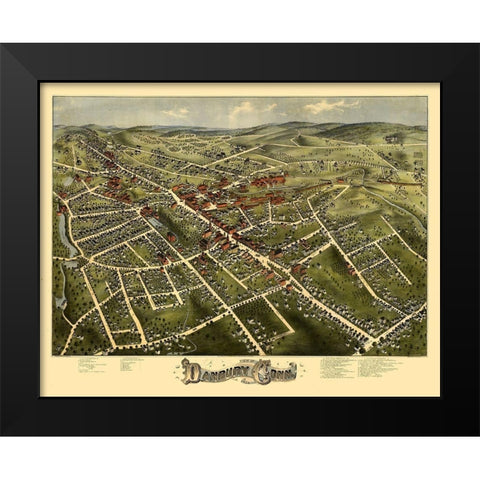 Danbury Connecticut - Bailey 1875  Black Modern Wood Framed Art Print by Bailey