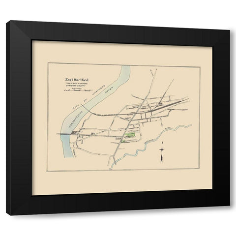 East Hartford  Connecticut - Hurd 1893 Black Modern Wood Framed Art Print by Hurd