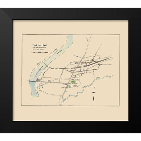 East Hartford  Connecticut - Hurd 1893 Black Modern Wood Framed Art Print by Hurd