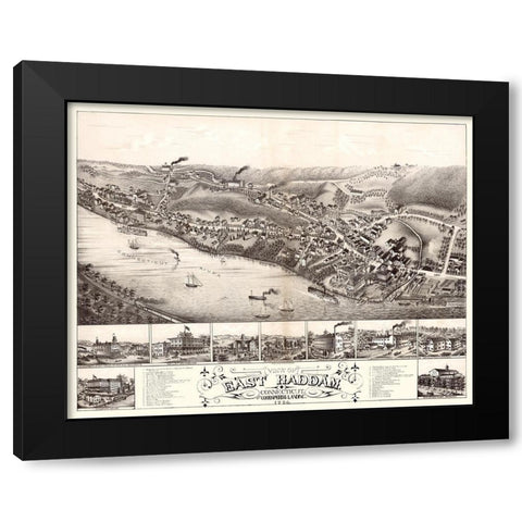 East Haddam Connecticut - Bailey 1880  Black Modern Wood Framed Art Print with Double Matting by Bailey