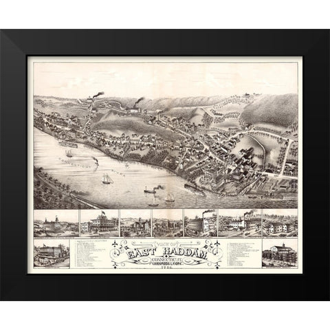 East Haddam Connecticut - Bailey 1880  Black Modern Wood Framed Art Print by Bailey
