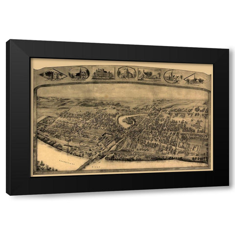 Enfield Connecticut - Bailey 1908  Black Modern Wood Framed Art Print with Double Matting by Bailey