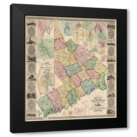 Fairfield Connecticut Landowner - Clark 1856 Black Modern Wood Framed Art Print by Clark