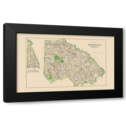 Fairfield  North Connecticut - Hurd 1893 Black Modern Wood Framed Art Print by Hurd