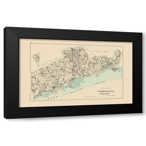 Fairfield  South Connecticut - Hurd 1893 Black Modern Wood Framed Art Print with Double Matting by Hurd