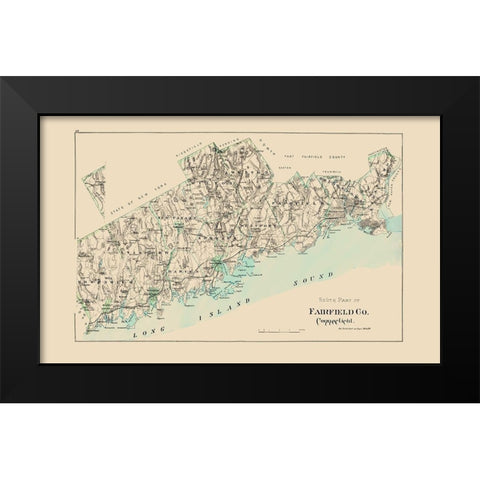 Fairfield  South Connecticut - Hurd 1893 Black Modern Wood Framed Art Print by Hurd