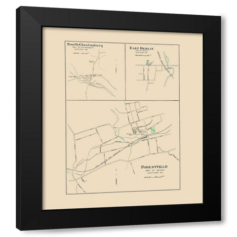 Forestville, Glastonbury, Berlin Connecticut 1893 Black Modern Wood Framed Art Print by Hurd